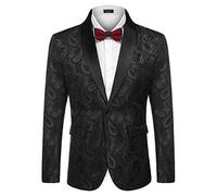 COOFANDY Mens Floral Blazer Suit Jacket Dinner Party Prom Wedding Stylish Tuxedo, Black, S