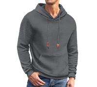 COOFANDY Mens Hoodies Sweatshirts Long Sleeve Fashion Waffle Knit Pullover Hoodie with Pocket, Dark Grey, L