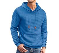 COOFANDY Mens Hoodies Sweatshirts Long Sleeve Fashion Waffle Knit Pullover Hoodie with Pocket, Ocean Blue, L