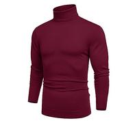COOFANDY Men's Jumper Turtleneck Knitted Sweater Long Sleeved High Neck T Shirt Turtle Neck Top Polo Neck Jumpers Knitted Jumper Soft Sweater Pullover Maroon Red XXL