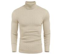 COOFANDY Mens Jumper Turtleneck Slim Fit Sweater Fine Knitted Pullover Warm Jumpers Light Khaki 3XL