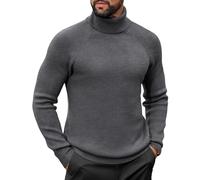 COOFANDY Mens Jumper Turtleneck Sweater Casual Twisted Knitted Pullover Sweaters Casual Basic Tops Ribbed Knit Pullover