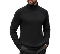COOFANDY Mens Jumper Turtleneck Sweater Casual Twisted Knitted Pullover Sweaters Casual Basic Tops Ribbed Knit Pullover Black S