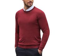 COOFANDY Mens Jumpers Crew Neck Sweater Ribbed Knitted Winter Jumper Slim Fit Plain Pullover Formal Round Neck Jumper Christmas Burgundy Sweater Solid Wine Red XL