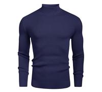 COOFANDY Men's Jumpers Mock Neck Jumper Slim Fit Turtleneck Sweater High Neck Knitted Jumper Warm Navy Blue 3XL