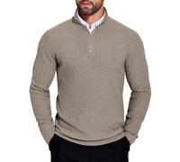 COOFANDY Mens Jumpers Turtle Neck Half Zip Jumper Long Sleeve Slim Fit Lightweight Sweaters Pullovers Knitted Tops Casual Smart Moon Grey L