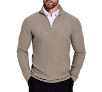 COOFANDY Mens Jumpers Turtle Neck Half Zip Jumper Long Sleeve Slim Fit Lightweight Sweaters Pullovers Knitted Tops Casual Smart Moon Grey XL