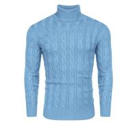 COOFANDY Mens Knitted Jumper Turtleneck Twisted Sweater Long Sleeve Mock Slim Fit Pullover Classic Jumpers Dusky Gray XXL