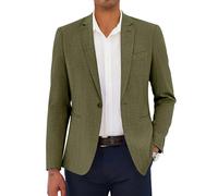 COOFANDY Men's Linen Casual Blazer Sport Coats Dress One Button Formal Classic Suit Jacket Business Blazer Jacket, Dark Green, S