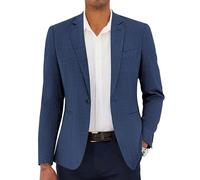 COOFANDY Men's Linen Casual Blazer Sport Coats Dress One Button Lightweight Summer Suit Jacket Business Blazer Jacket, Navy, XXL
