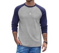 COOFANDY Mens Long Sleeve T Shirt Raglan Cotton T-Shirt Baseball Tops Crew Neck Colour Block Tee Regular Fit