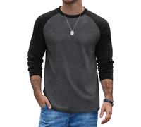 COOFANDY Mens Long Sleeve T Shirt Raglan Cotton T-Shirt Baseball Tops Crew Neck Colour Block Tee Regular Fit