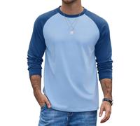 COOFANDY Mens Long Sleeve T Shirt Raglan Cotton T-Shirt Baseball Tops Crew Neck Colour Block Tee Regular Fit