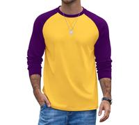 COOFANDY Mens Long Sleeve T Shirt Raglan Cotton T-Shirt Baseball Tops Crew Neck Colour Block Tee Regular Fit