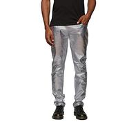 COOFANDY Men's Metallic Shiny Pants Night Club Pants 70s 80s 90s Disco Pant Party Dance Straight Leg Trousers, Luxurious Gunmetal, Large