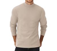 Coofandy Men's Mock Turtleneck Sweater Long Sleeve Half Neck Pullover Thermal Casual Ribbed High Neck Pullover Sweater, Beige, Medium