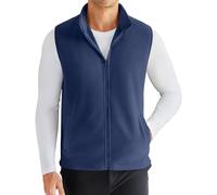 COOFANDY Men's Polar Fleece Vest Lightweight Sleeveless Zip Up Jacket Casual Outerwear Outdoor Golf Vests, Navy Blue, S