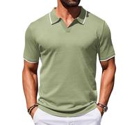COOFANDY Mens Polo Shirts Knit Polo Shirt Short Sleeve Casual Summer Shirts, Light Green, Medium