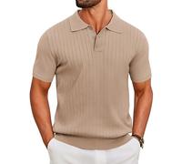 COOFANDY Mens Polo Shirts Short Sleeve Knitted Summer Casual Button Polos Stretch Golf Polo Shirt for Men Regular Fit Designer T-Shirts Khaki M