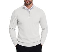 COOFANDY Mens Quarter Zip Jumper Knitted Turtleneck Jumper Zip Neck Sweater Winter Jumpers Mock Neck Pullover Work Jumpers Turtle Neck Tops for Men Slim Fit Pullover White 3XL