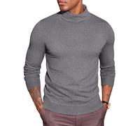 COOFANDY Mens Roll Neck Jumpers Fein Knit Jumper Rollneck Tops Turtleneck Sweaters Lightweight Polo Neck Jumpers Slim Fit Knitted Pullover Grey S