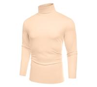 COOFANDY Men's Roll Neck Top Long Sleeve Turtleneck Jumper Slim Fit Sweater Polo Neck Jumper Lightweight Flesh Color S