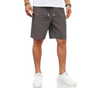COOFANDY Men's Shorts Linen Shorts Summer Short Casual Smart Short Pants for Men Drawstring Vacation Regular Fit Dark Grey XXL