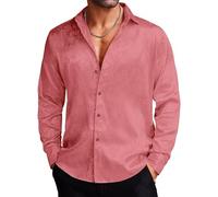 COOFANDY Men's Silk Satin Dress Shirts Jacquard Long Sleeve Floral Button Up Shirts Party Prom Wedding Shirt, Misty Rose, XXXXL
