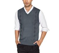 COOFANDY Men's Sleeveless Jumpers Knitted Sweater Vest V-Neck Tank Top Winter Jumper Vest Pullover Gentlemen Knitwear Knitted Waistcoat Dark Gray M