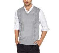 COOFANDY Men's Sleeveless Jumpers V Neck Sweater Vest Knitted Tank Top Winter Jumper Vest Pullover Business Casual Tank Top Sweater Gentlemen Knitwear Grey L