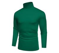COOFANDY Men's Slim Fit Basic Turtleneck T-Shirt Long Sleeve Solid T Shirts Casual Knit Pullover Thermal Tops, 1 Pack- Dark Green, Medium