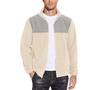 COOFANDY Men's Soft Polar Fleece Jacket Lightweight Full Zip Jackets Casual Outdoor Warm Jackets Coats with Pockets, Beigelight Grey, Large