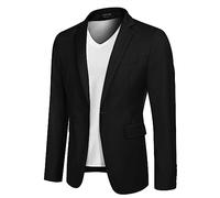 COOFANDY Men's Sporty Leisure Blazer Business Jacket Suit Jacket 1 Button Summer Jacket Plain Regular Fit Black XXL