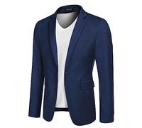 COOFANDY Mens Suits Regular Sport Coat Smart Jackets One Button Blazer Lightweight Business Blazer Suit Slim Fit Jackets Royal Blue L