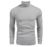 COOFANDY Men's Sweater Turtleneck Thermal Jumper Soft Regular Fit Winter Slim fit Knit Jumper Grey XL