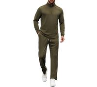 COOFANDY Men's Tracksuits 2 Piece Athletic Sweatsuit Quarter Zip Pullover, Army Green, Medium