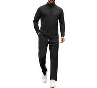 COOFANDY Men's Tracksuits 2 Piece Athletic Sweatsuit Quarter Zip Pullover, Black, Medium