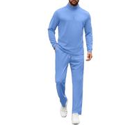 COOFANDY Men's Tracksuits 2 Piece Athletic Sweatsuit Quarter Zip Pullover, Light Blue, X-Large
