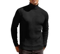 COOFANDY Men's Turtle Neck Jumpers Slim Fit Knitted Polo Neck Jumpers for Men Turtleneck Sweater Rollneck Jumper Casual Business Pullover Black S