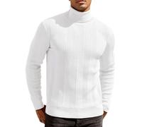 COOFANDY Men's Turtle Neck Jumpers Slim Fit Knitted Polo Neck Jumpers for Men Turtleneck Sweater Rollneck Jumper Casual Business Pullover White L