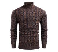 COOFANDY Men's Turtleneck Jumpers Cable Knitted Sweater Roll Neck Jumper Regular Fit Christmas Jumpers for Men Polo Neck PAT7 XL