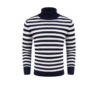 COOFANDY Men's Turtleneck Sweater Turtle Neck Tops Business Jumpers Roll Neck Sweatshirts Knit Sweater Warm Winter Jumper Stripe-C M