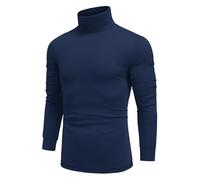 COOFANDY Men's Turtleneck T-Shirt Long Sleeve Top Jumper Basic Sweater Undershirt High Neck Shirts Blueviolet L