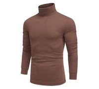 COOFANDY Men's Turtleneck T-Shirt Long Sleeve Top Jumper Basic Sweater Undershirt High Neck Shirts Brown M