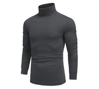 COOFANDY Men's Turtleneck T-Shirt Long Sleeve Top Jumper Basic Sweater Undershirt High Neck Shirts Dark Gray S