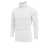 COOFANDY Men's Turtleneck T-Shirt Long Sleeve Top Jumper Basic Sweater Undershirt High Neck Shirts White M