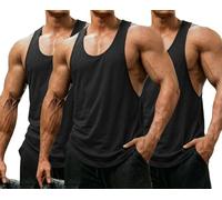 COOFANDY Mens Vests 3 Pack Muscle Gym Tops for Men Bodybuilders Sleeveless Vests Summer Training Vest Tops Black/Black/Black M
