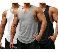 COOFANDY Mens Vests 3 Pack Muscle Gym Tops for Men Bodybuilders Sleeveless Vests Summer Training Vest Tops Black/White/Grey XXL