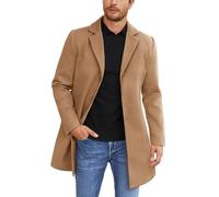 COOFANDY Mens Wool Blend Coat Winter Trench Coats Notched Lapel Collar Single Breasted Overcoat Classic Peacoat With Pockets, Camel, XX-L