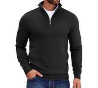 COOFANDY Quarter Zip Jumper Men Turtleneck 1/4 Zip Sweater Knitted Long Sleeve Winter Sweatshirts Basic Top Black XL